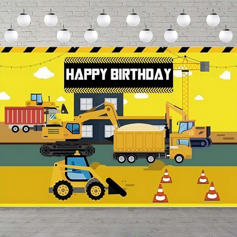 Photography Zone - Construction Theme Photography Backdrop Dump Truck